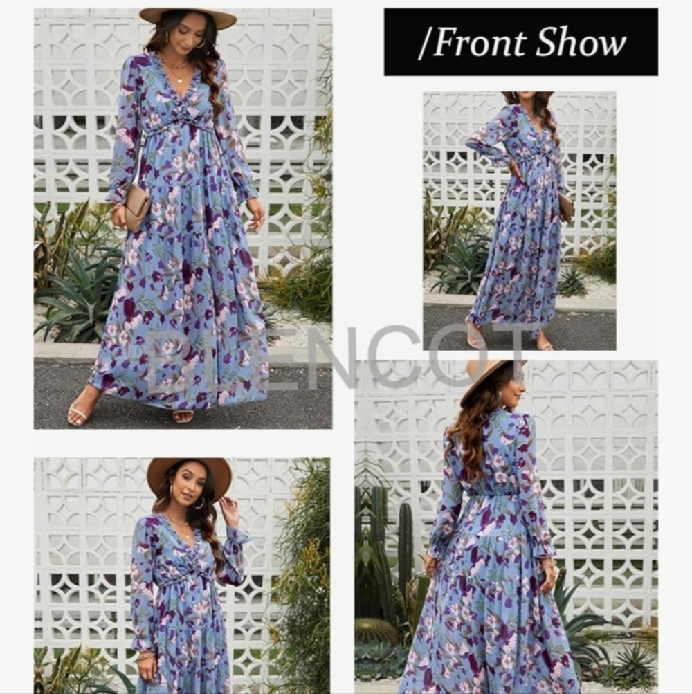 Floral Blue Maxi Dress - Picture 4 of 7